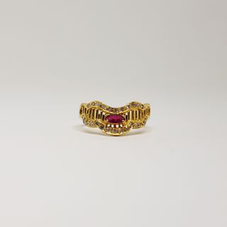 Anillo Oro 18k Rubí y Diamantes 0.26ct total