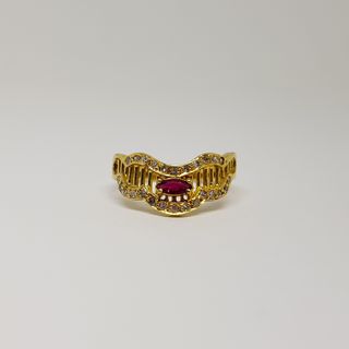 Anillo Oro 18k Rubí y Diamantes 0.26ct total