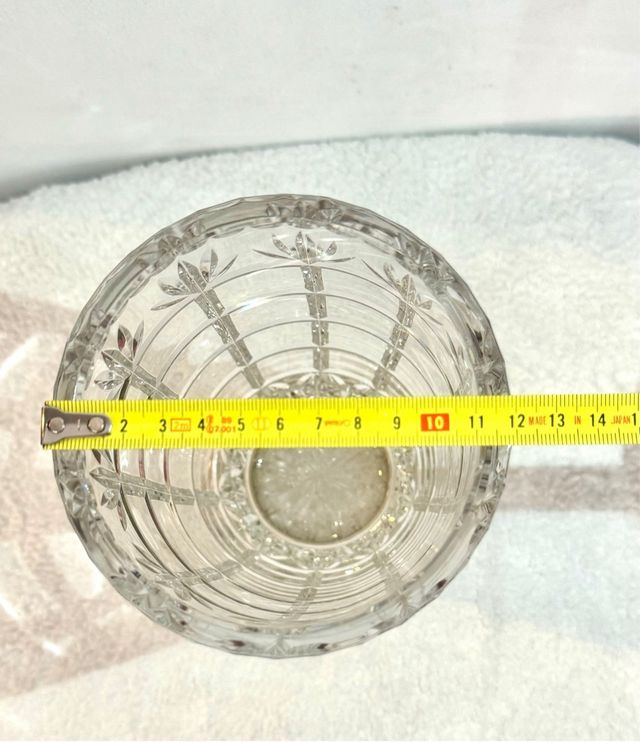 Jarrón de cristal,con base de plata