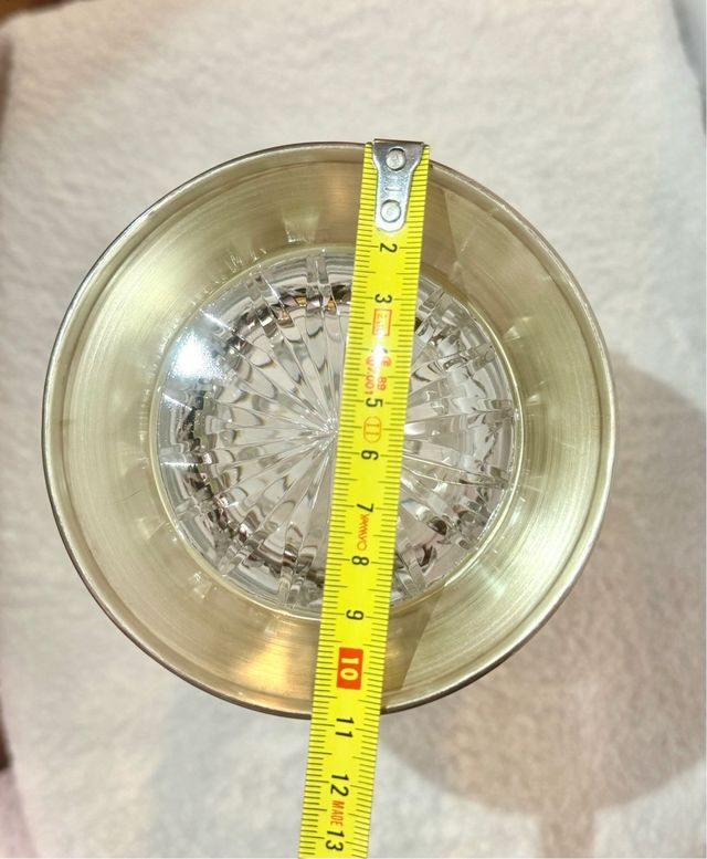 Jarrón de cristal,con base de plata