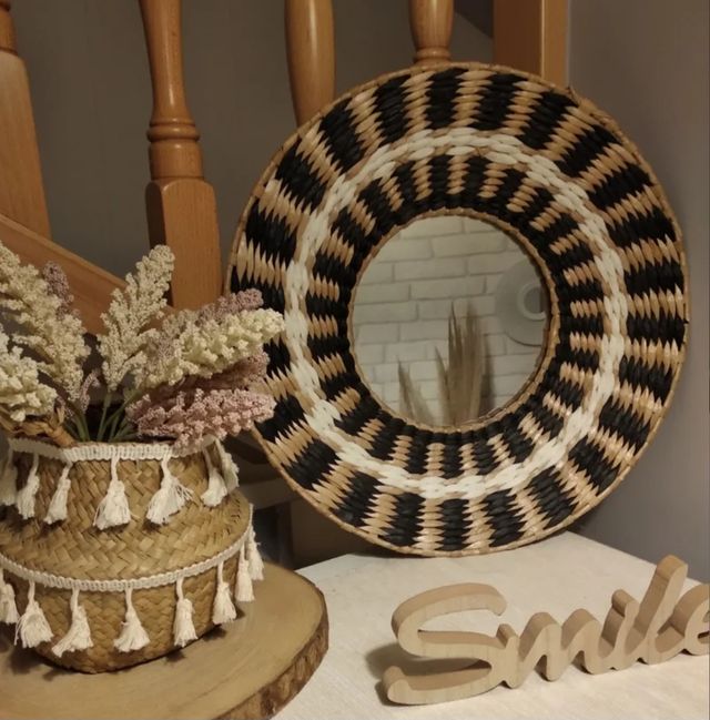 Espejo pared estilo boho. 40 cm