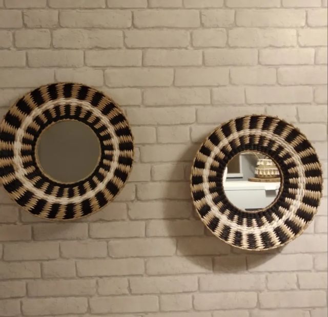 Espejo pared estilo boho. 40 cm