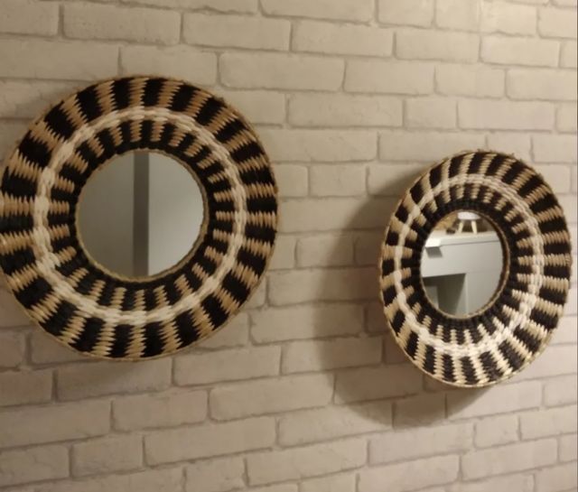 Espejo pared estilo boho. 40 cm