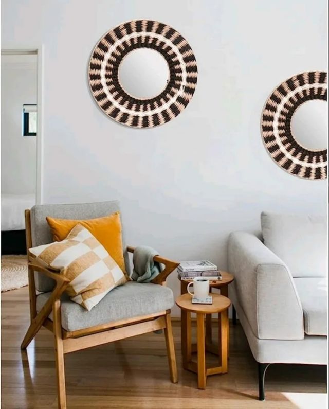 Espejo pared estilo boho. 40 cm