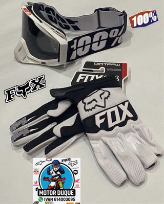 Guantes fox y gafas 100% pitbike