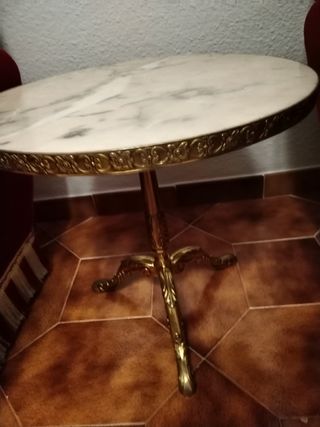Mesa redonda bronce y marmol