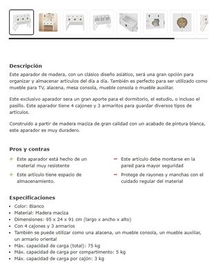 Aparador estilo chino. Madera, embalaje original