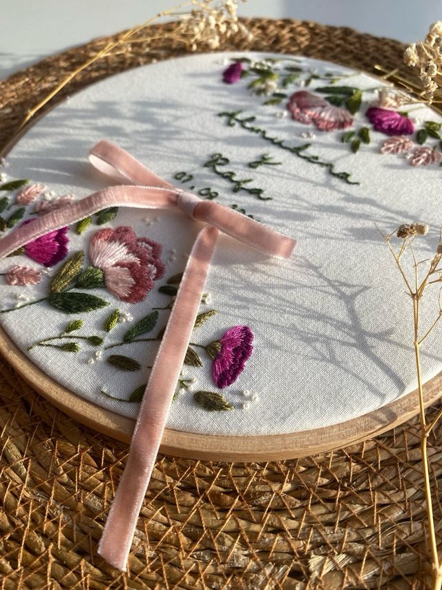 Bastidor porta alianzas bordado