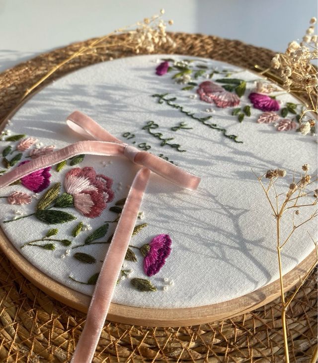 Bastidor porta alianzas bordado