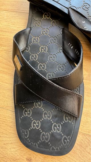 GUCCI ZAPATILLAS SANDALIAS HOMBRE 41 NEGRAS 