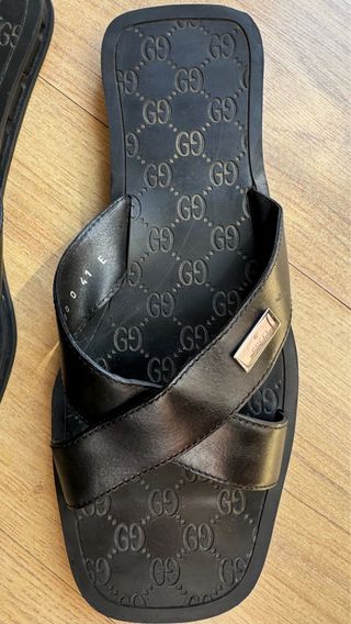 GUCCI ZAPATILLAS SANDALIAS HOMBRE 41 NEGRAS 