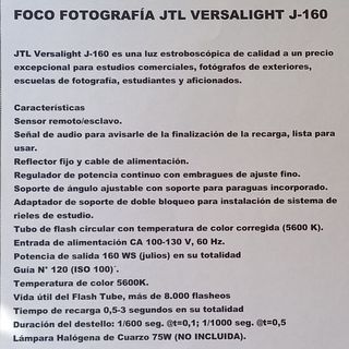 FOCO FOTOGRAFÍA JTL VERSALIGHT J-160