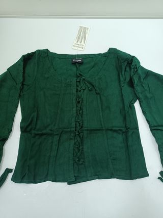 NUEVO - BLUSA MEDIEVAL VERDE LEONARDO CARBONE T.XS