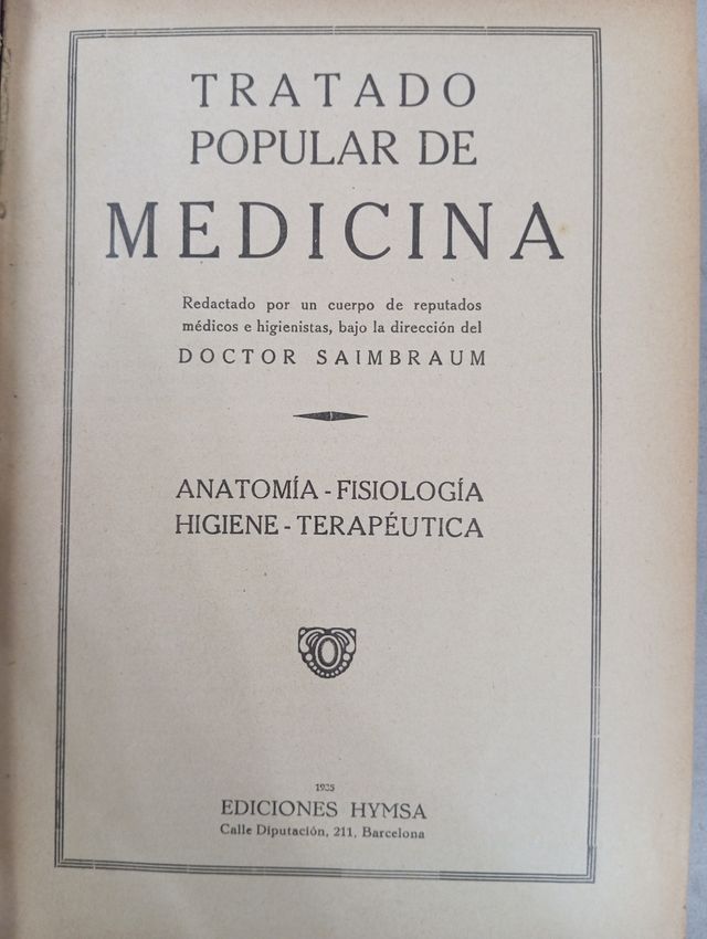 Libro "Tratado popular de medicina" de 1925