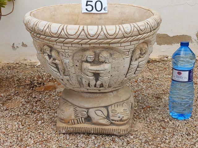 Macetero  decorado piedra 2 piezas 