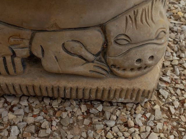 Macetero  decorado piedra 2 piezas 