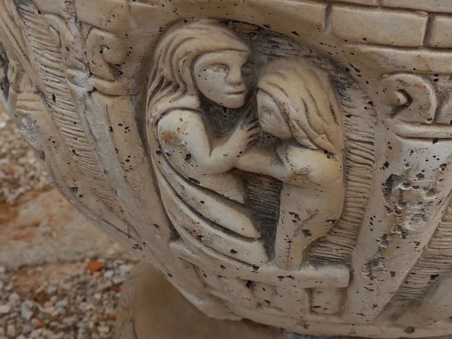 Macetero  decorado piedra 2 piezas 