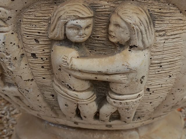 Macetero  decorado piedra 2 piezas 