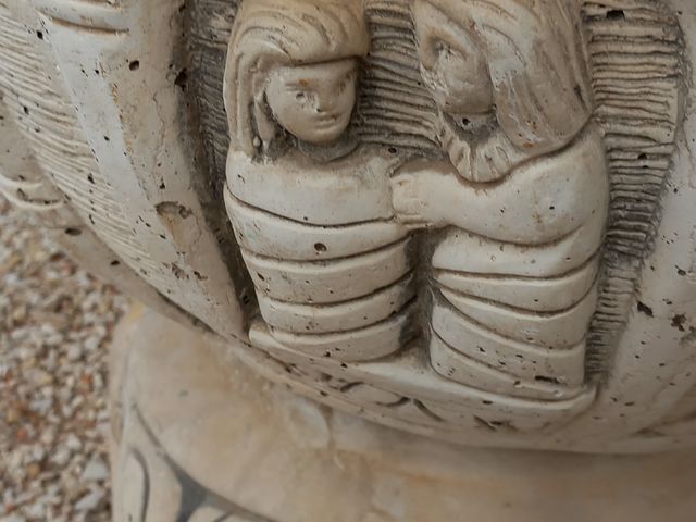 Macetero  decorado piedra 2 piezas 