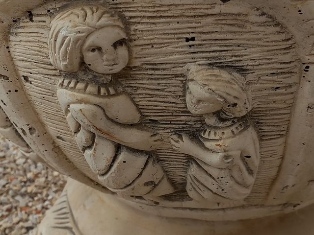 Macetero  decorado piedra 2 piezas 