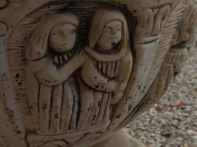 Macetero  decorado piedra 2 piezas 