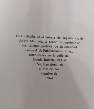 Libro "Historia de Inglaterra" de 1964
