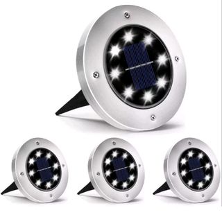 4 Lampade Fari LED Solare Esterno Giardino 8 Led