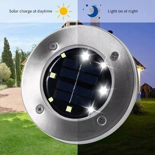 4 Lampade Fari LED Solare Esterno Giardino 8 Led