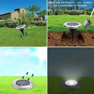 4 Lampade Fari LED Solare Esterno Giardino 8 Led
