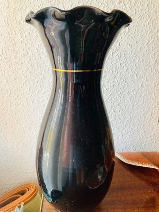 JARRÓN CHINO CON DISEÑO DE FLORES Y PÁJAROS