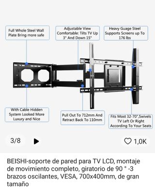 SOPORTE PARED SMART TV 55 muy robusto..