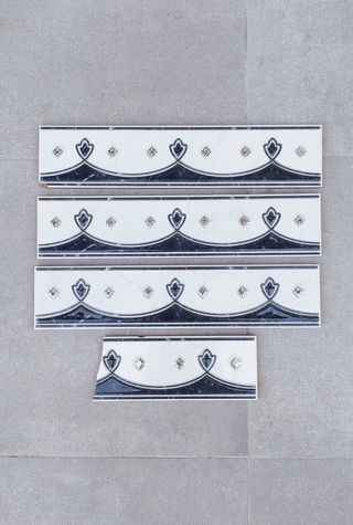 Lote 4 azulejos decorativos azul y blanco