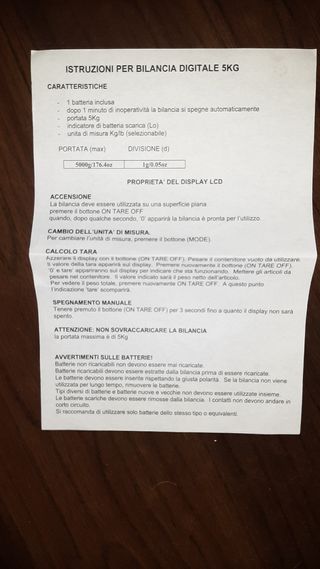Bilancia da cucina Eliss da 1gr a 5kg