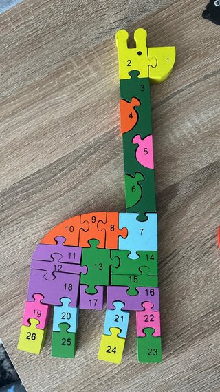 Juguete Puzzle madera educativo jirafa.