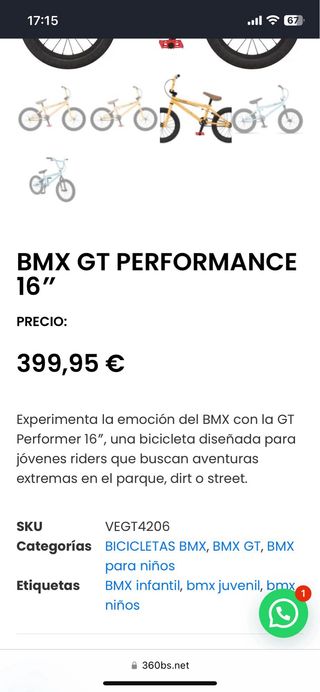 Bici bmx 16” niño