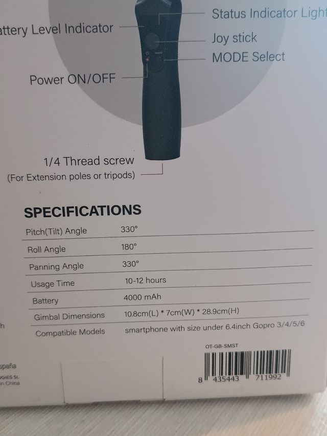 Owlotech Gimbal 3 Ejes para Móvil