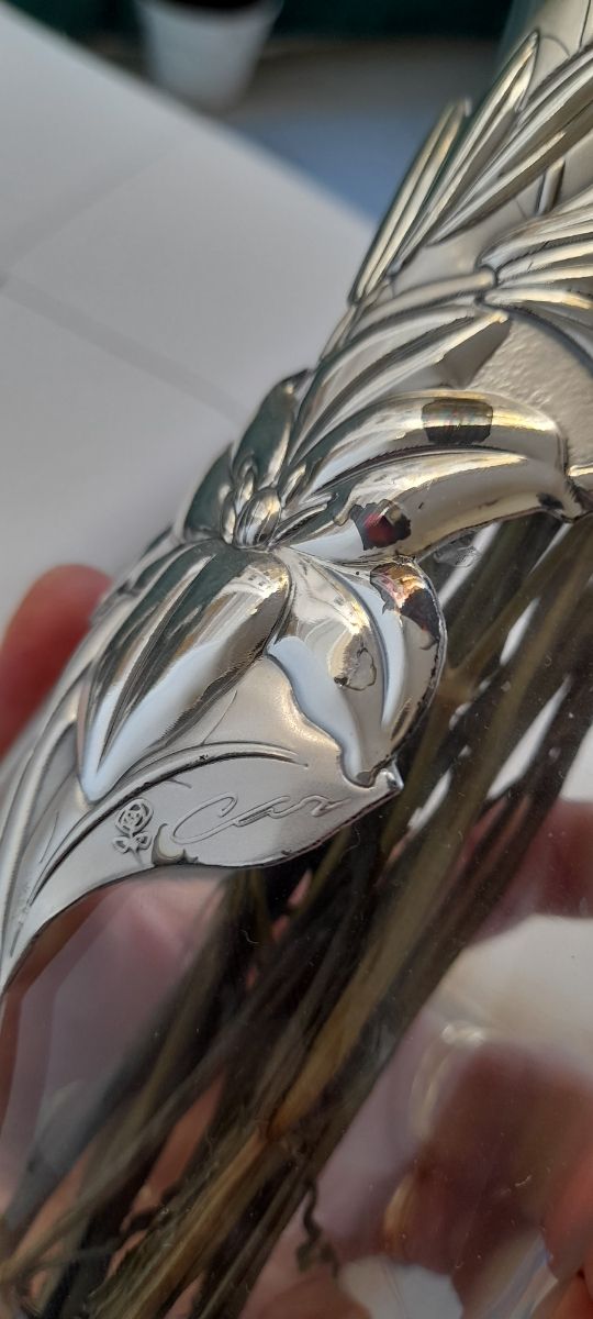 Vaso cristallo e argento