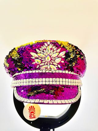 Sombrero burningman morado y dorado