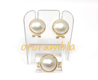 Juego pendientes y anillo oro 18k