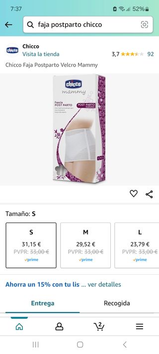 Faja postparto chicco talla S