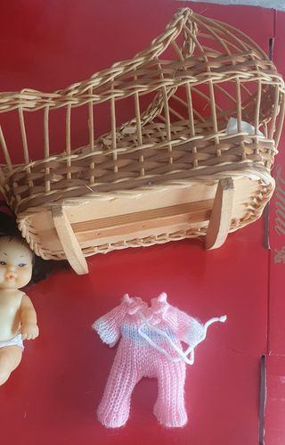Lote cuna mimbre+barroguitas
