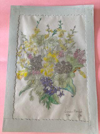 Tarjeta lámina floral London Market nueva 31x22cm