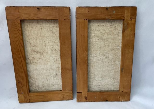 PAREJA DE OLEOS VINTAGE DE NIÑO Y NIÑA