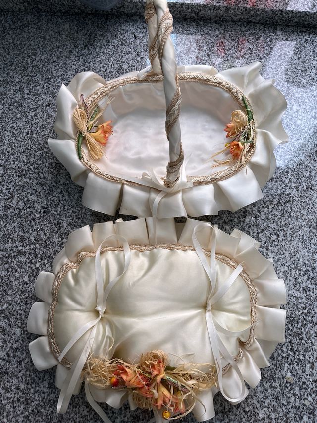 Lote cesta y cojin boda