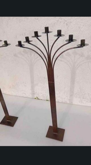 Pareja candelabros velas de pie hachero