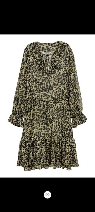 Vestido verde estampado leopardo de gasa