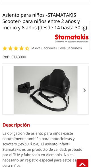 Asiento niños Vespa lx
