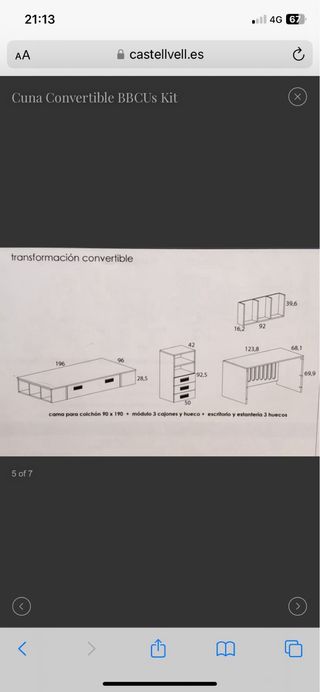 Cuna convertible en cama infantil