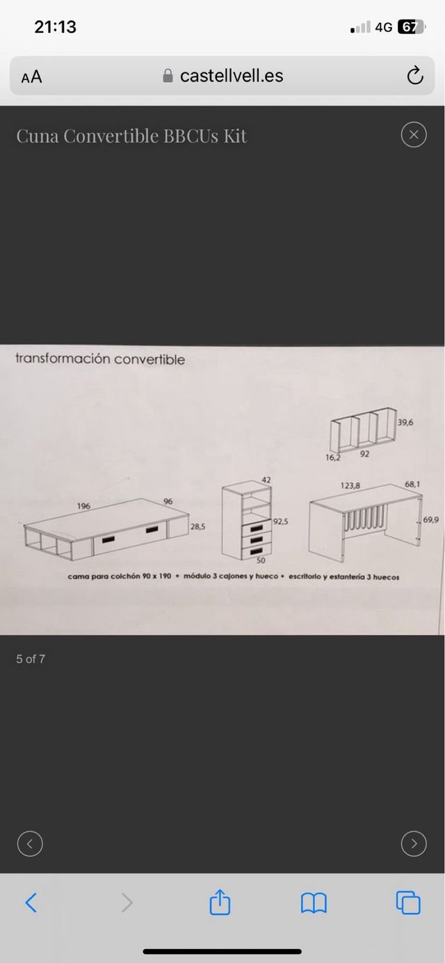 Cuna convertible en cama infantil