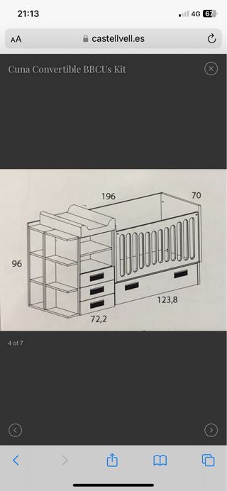 Cuna convertible en cama infantil